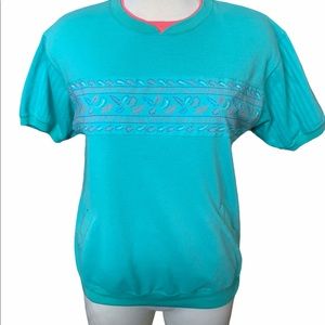 Super 90s retro Vintage 90s Belvedere teal shirt